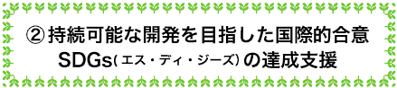 ② 持続可能な開発を目指した国際的合意 SDGs(エス・ディ・ジーズ）の達成支援